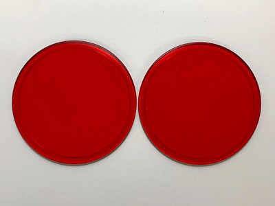 2 Vintage Flat Kopp Glass Red Lenses 4 3/4'', railroad, lantern