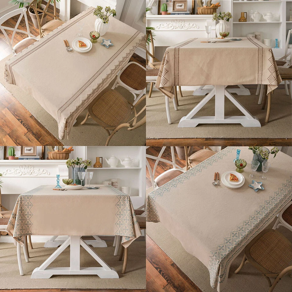 Rectangle Tablecloth Dining Room Table Cloth Cover Wedding Kitchen Home Decor - Image 2 of 4