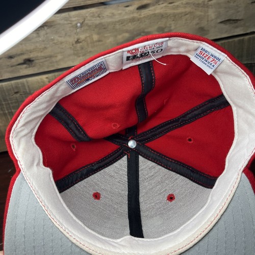 Vtg 90s Texas Rangers New Era Pro Model Diamond Collection 7 1/4 Red Wool Hat - Picture 10 of 10
