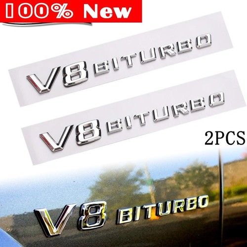 Lot De 2 Emblèmes V8 Biturbo AMG Mercedes - Noir - Garde-boue Latéral Gauche Et Droite