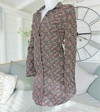 ZARA Black Ditsy Floral Shirt Dress long sleeve collared button through size M