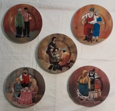 Set of 5 Tuscan Storefronts Art By Guy Buffett Salad Plates 8" Made in Germany