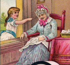 1880s Clark's Mile-End Spool Cotton Thomas Russell Agent Old Lady Sleeping F144