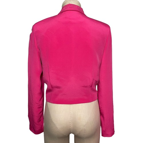 Design by Pat Argenti Women Suit Silk 2 Pc Pants Striaght Cropped Jacket Pink 6 - Picture 6 of 12