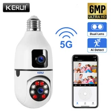 KERUI 5G WiFi 6MP E27 Bulb WIFI Camera Dual Lens Wireless Color Night Vision Cam