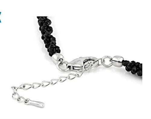 Black Spinel Rhodium Over Sterling Silver Woven Lace Necklace 75.00ctw NEW - Picture 2 of 4