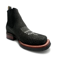 Men’s Leather Ankle Dress Cowboy Boot, Square Toe Cuello Toro Western Boots