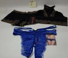 2- Seven 'til Midnight Popsi Lingerie 2 Piece Lace Set & Crotchless Panty S & M