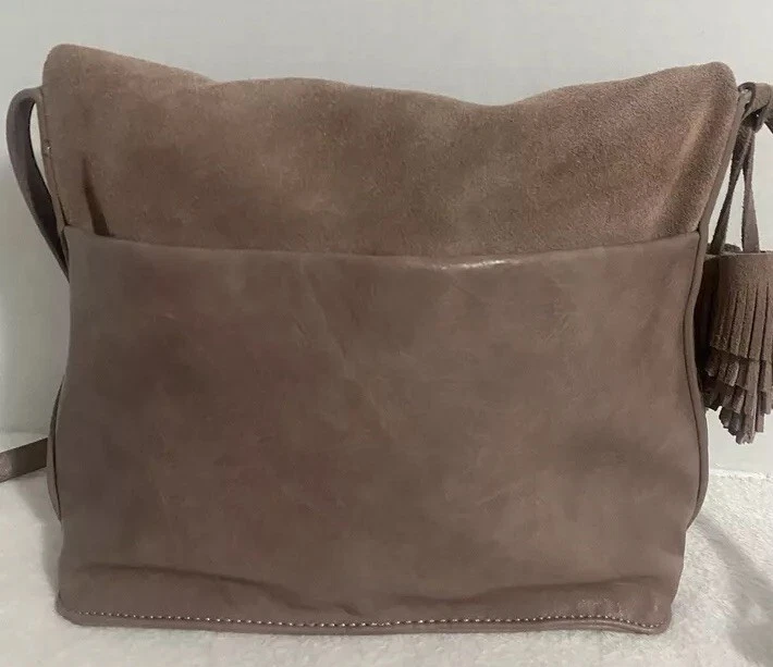 Anthropologie Crossbody Bag Genuine Suede And Vegan Leather Boho Fringe - Image 3 of 4