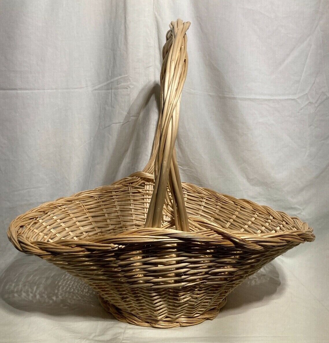 Vintage Oval Woven Wicker Flower Farm Carry Storage Basket with