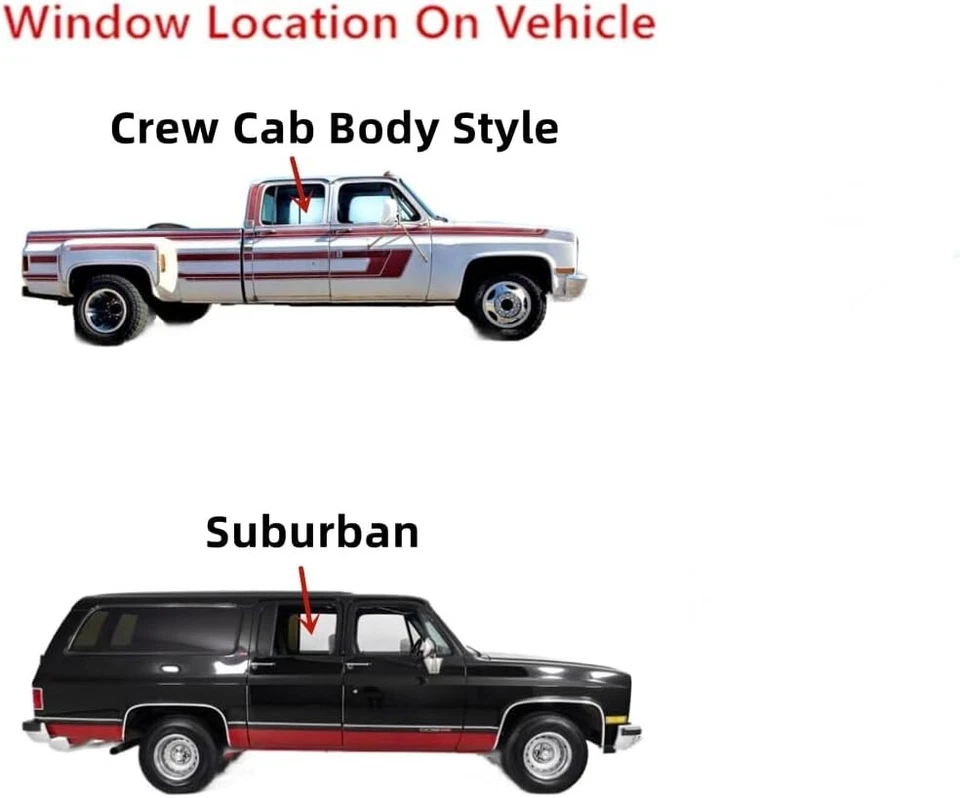 Fits Chevrolet/GMC Pickup Suburban 4 Dr Passenger Right Rear Door Window Glass - Imagem 3 de 4