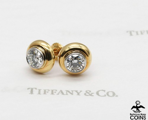 Tiffany & Co. 18k Yellow Gold, Platinum & 1.34CTW Diamond Screw Back Earrings