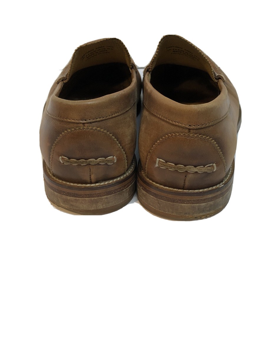 J Shoes Farthing Penny Loafers Mens 9.5Brown Leather Moc Toe 