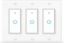 Smart WIFI Light Switch Work with Alexa&Google Voice and Remote Control 3 Gang 