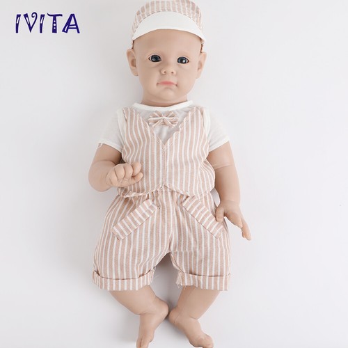 21inch Big Baby Blue Eyes Boy Doll Full Body Silicone Reborn Baby Doll Prematur - Picture 6 of 12