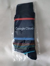 NEW - Google Cloud Socks Black Noir with Multicolor Vintage Stripes - One Size