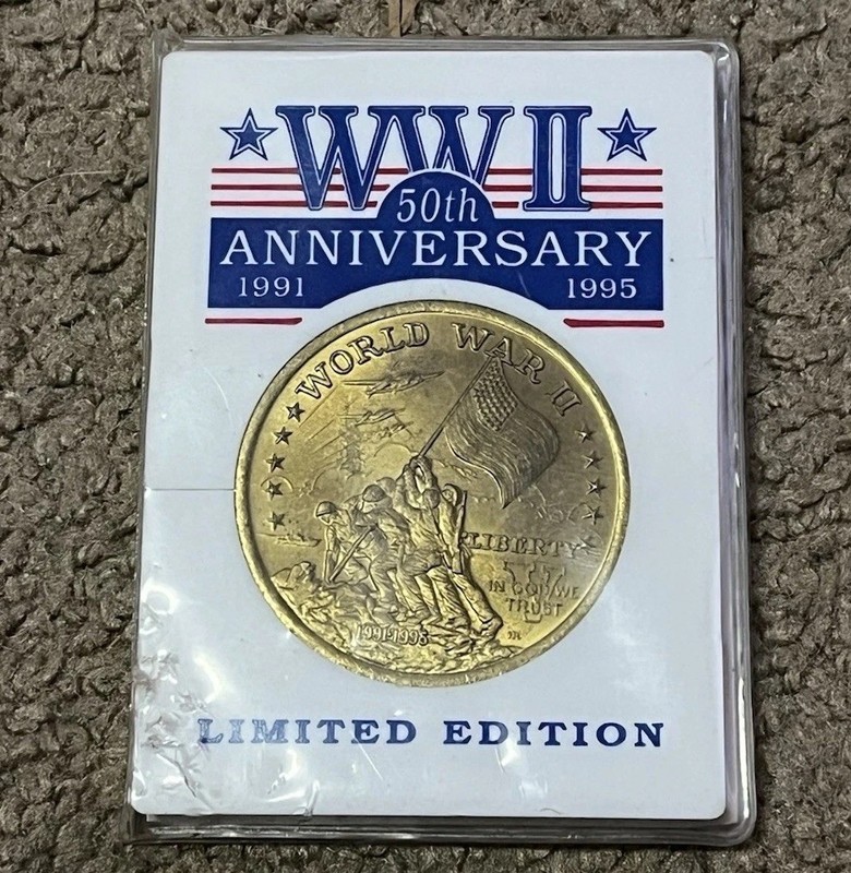 Hutt River Province $10 Coin WWII 50th Anniversary Iwo Jima Brass Shell Medal