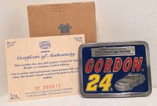 Jeff Gordon 24 NASCAR Pewter Belt Buckle Limited Edition COA 1998