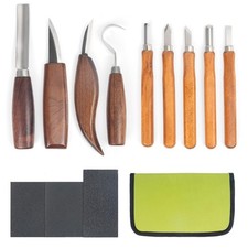 12 PCS Wood Carving Kit Tools Set Storage Bag 4 Whittling 5 Detail Knives