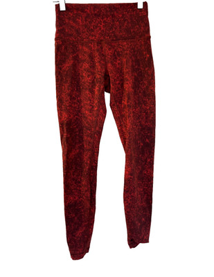 Lululemon Leggings Autumn Red Black 6 Wunder Train High Rise Gym Workout Active
