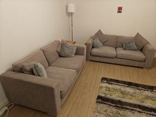 Pair Of Taskers 3 + 3 Seater Sofas in Grey Fabric