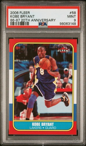 PSA 9 KOBE BRYANT 2006-07 FLEER 86-87 20TH ANNIVERSARY #58 LAKERS MINT RETRO NBA