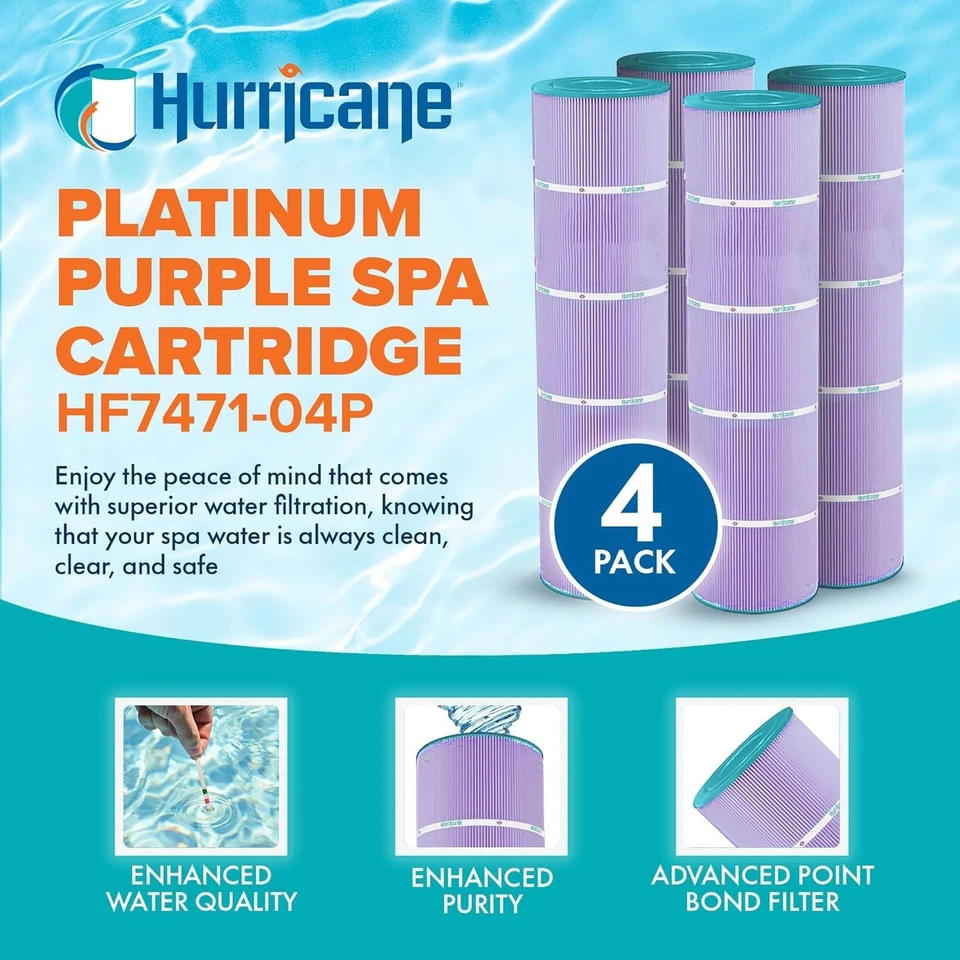 Hurricane Filters 4 Pack HF7471-04P Platinum Purple Pool Filter Cartridge CCP420 - Image 4 of 4