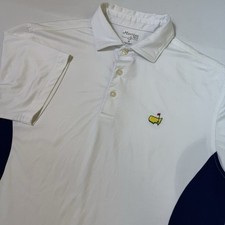 Masters Tech Golf Polo Shirt Mens Size Medium Performance Stretch White Blue