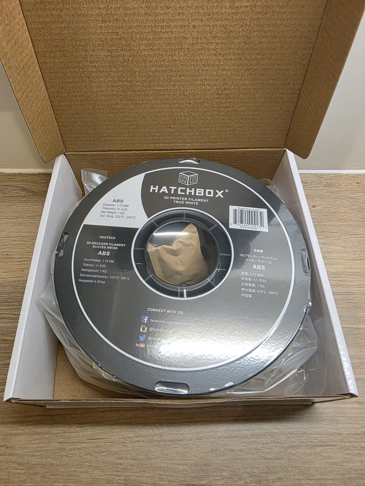 HATCHBOX Matte ABS  3D Printer Filament, True White 1kg Spool 1.75mm - Image 3 of 3