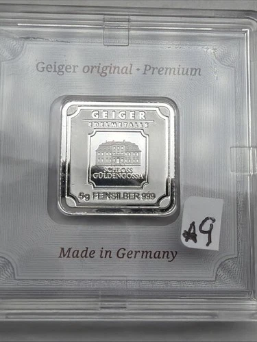 Silver 5 Gram Geiger Bar In Sealed Assay Germany Premium Original .999 Fine