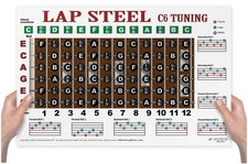 LAMINATED Lap Steel Guitar Fretboard Chart Poster C6 Tuning Notes Rolls Chords