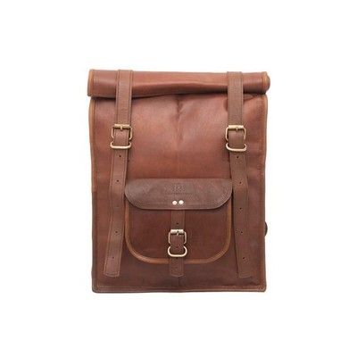 22'' Men's Top Quality Leather Laptop Backpack Hiking Bag Rucksack Sling Vintage