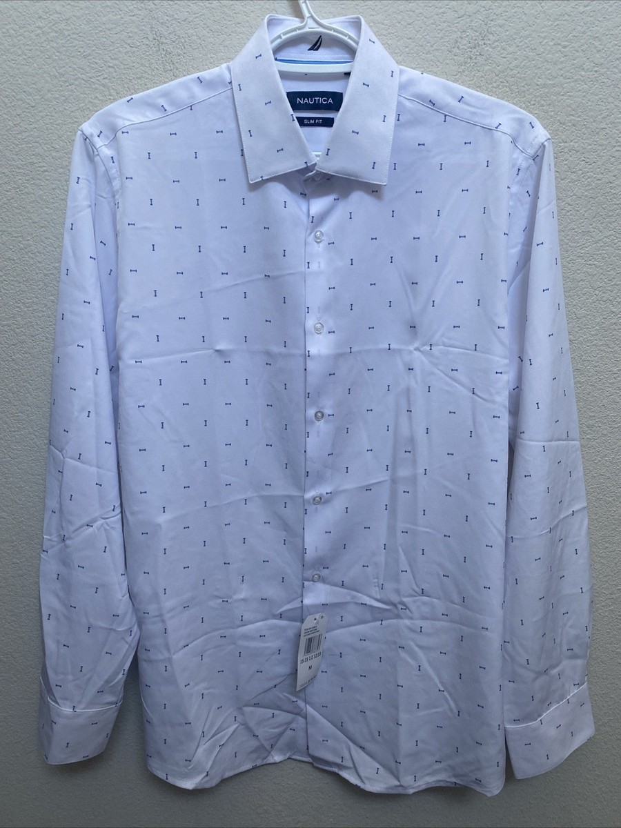 chinese dress ladies White Long Sleeve Button Up By Nautica – Off Racks Shop