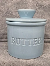 Butter Bell Keeper Dish Crock Powder Blue Ceramic 5"