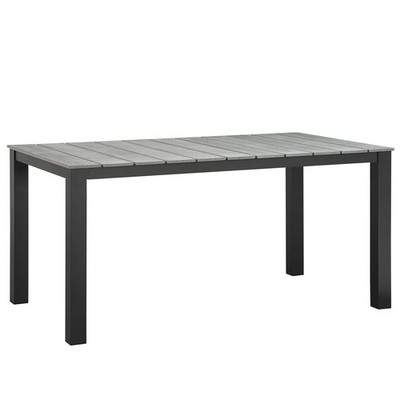 Modway Maine 63'' Modern Aluminum Patio Dining Table in Brown/Gray