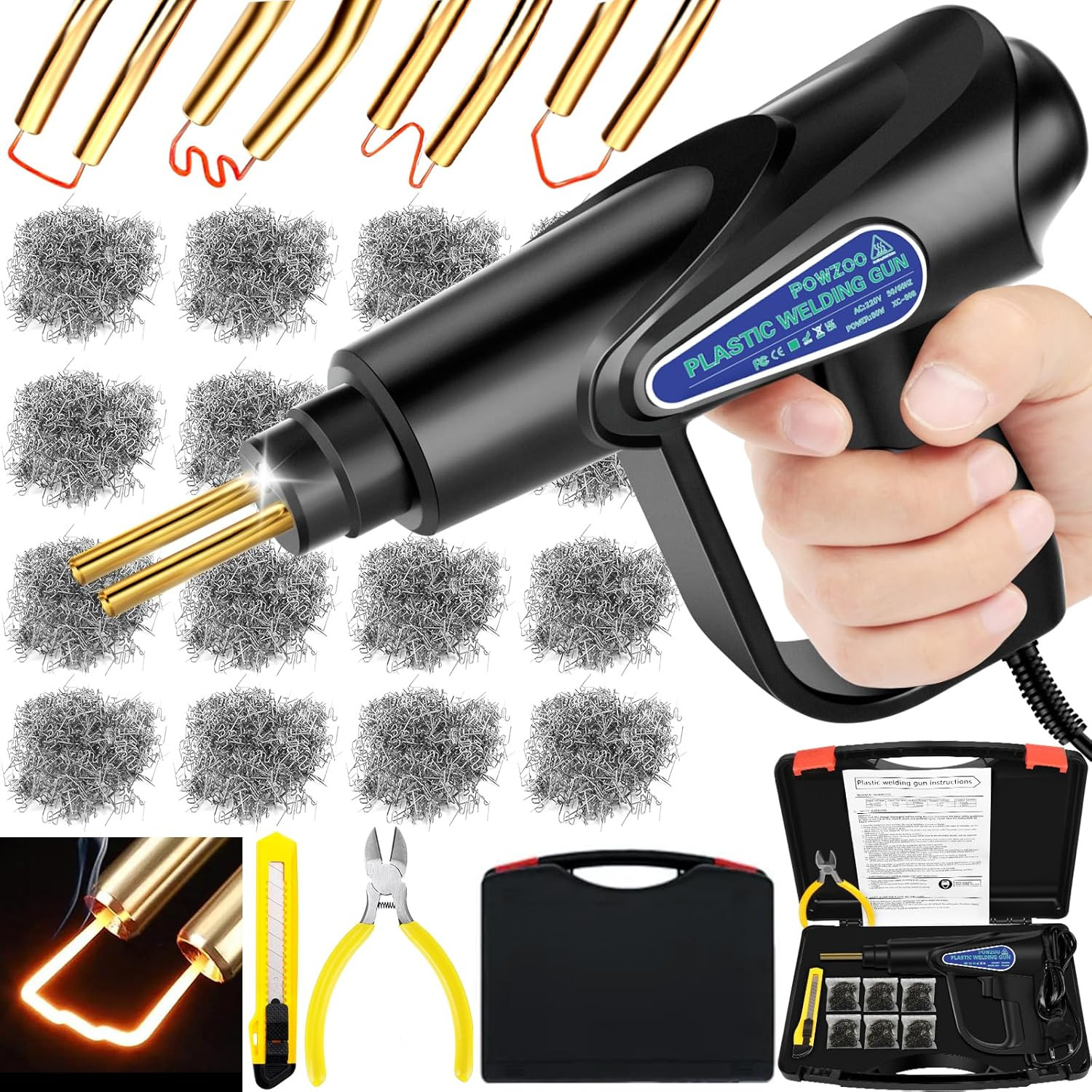 Kit Riparazione Plastica Auto 80W con 800 Graffette - Alta Resistenza