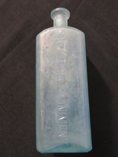 S.B.Kitchel's Liniment. Four-sided Aqua Patent Medicine Bottle Circa 1890"s Mint