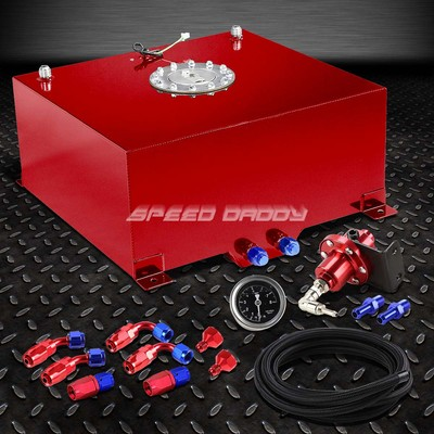 #ad 15 GALLON 57L ALUMINUM FUEL CELL TANKFEED LINE KIT1:1 PRESSURE REGULATOR RED $211.75