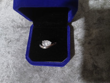 Lab Grown 1ct Diamond teardrop ring silver size P