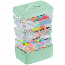 4-Layer Plastic Craft Organizers and Storage Box with Removable Trays, Storag...