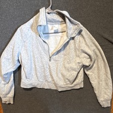 All in Motion Women's Gray Fleece 1/4 Zip Mock Neck Pullover Sweatshirt M