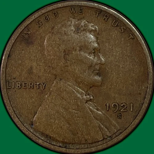 1921-S Lincoln Wheat Cent Very Fine VF Coin #33666