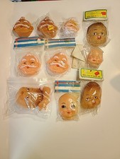 Lot of 5 Vintage Craft Santa Claus 5 Doll Head Face Rubber Holiday