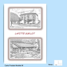 CP M 47166-305 POSTCARD 2 DRAWINGS 47 LAFITTE ON LOT