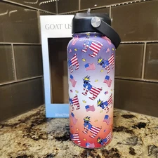 New Goat Freedom Print   Water Bottle 32oz. USA Patriotic , Outdoor Sportsman 