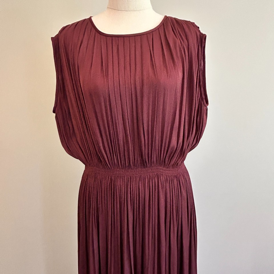 Witchery Dress Women AU 10 Burgundy Pleated Midi High Low Cocktail ...