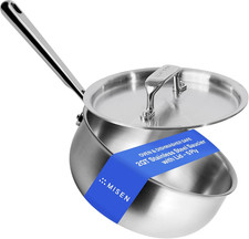 Induction-Compatible 5-Ply Stainless Steel Saucier with Lid - 2 QT