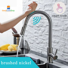 Touch Kitchen Faucet Pull Out Brushed Nickle Sensor Stainless Steel Black Smart