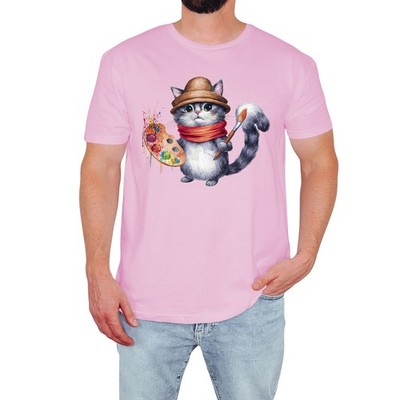 Künstlerische Katze Herren T-Shirt Kreativ Maler Katzenliebhaber Lustig Geburtstag Geschenk