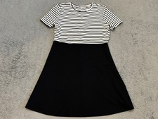 Zara Trafaluc Shirt Dress Womens Large Black White Stripe Midi Casual A Line